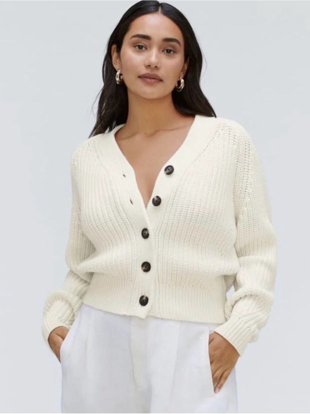 Everlane The Texture Cotton Cardigan In Canvas Cream S